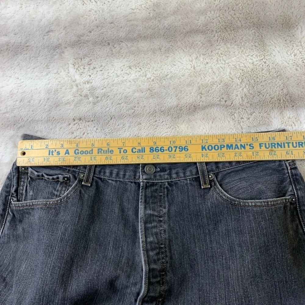 Levis 501 Mens Original Fit‎ Button Fly Faded Black Jeans 34x27 Straight Leg